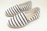 Black and White Striped Espadrilles Flat Casual Shoes for Wo